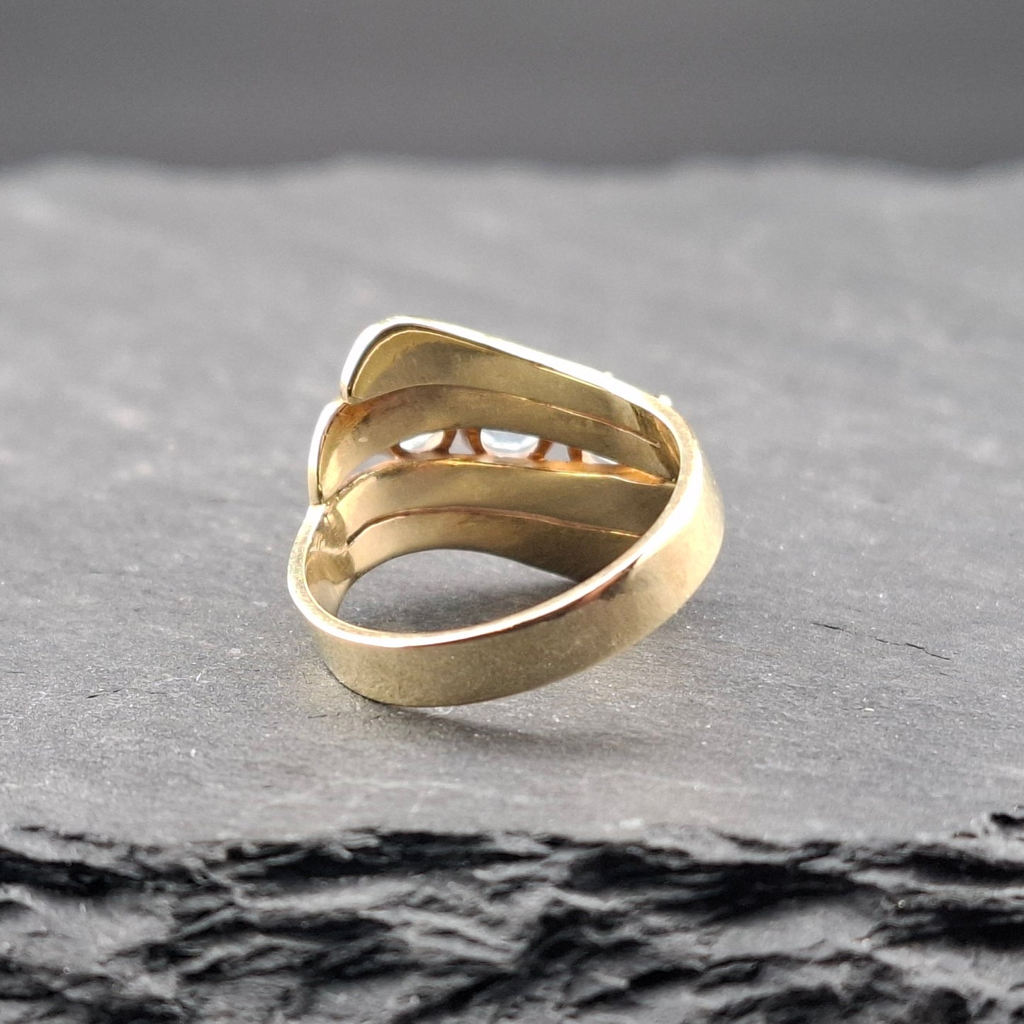 Ring Gold 585er mit Aquamarin Vintage Damenring Gr. 53