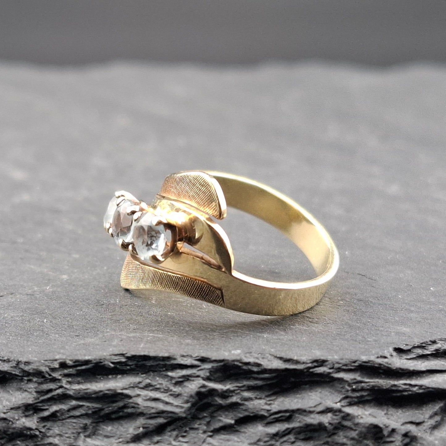 Ring Gold 585er mit Aquamarin Vintage Damenring Gr. 53