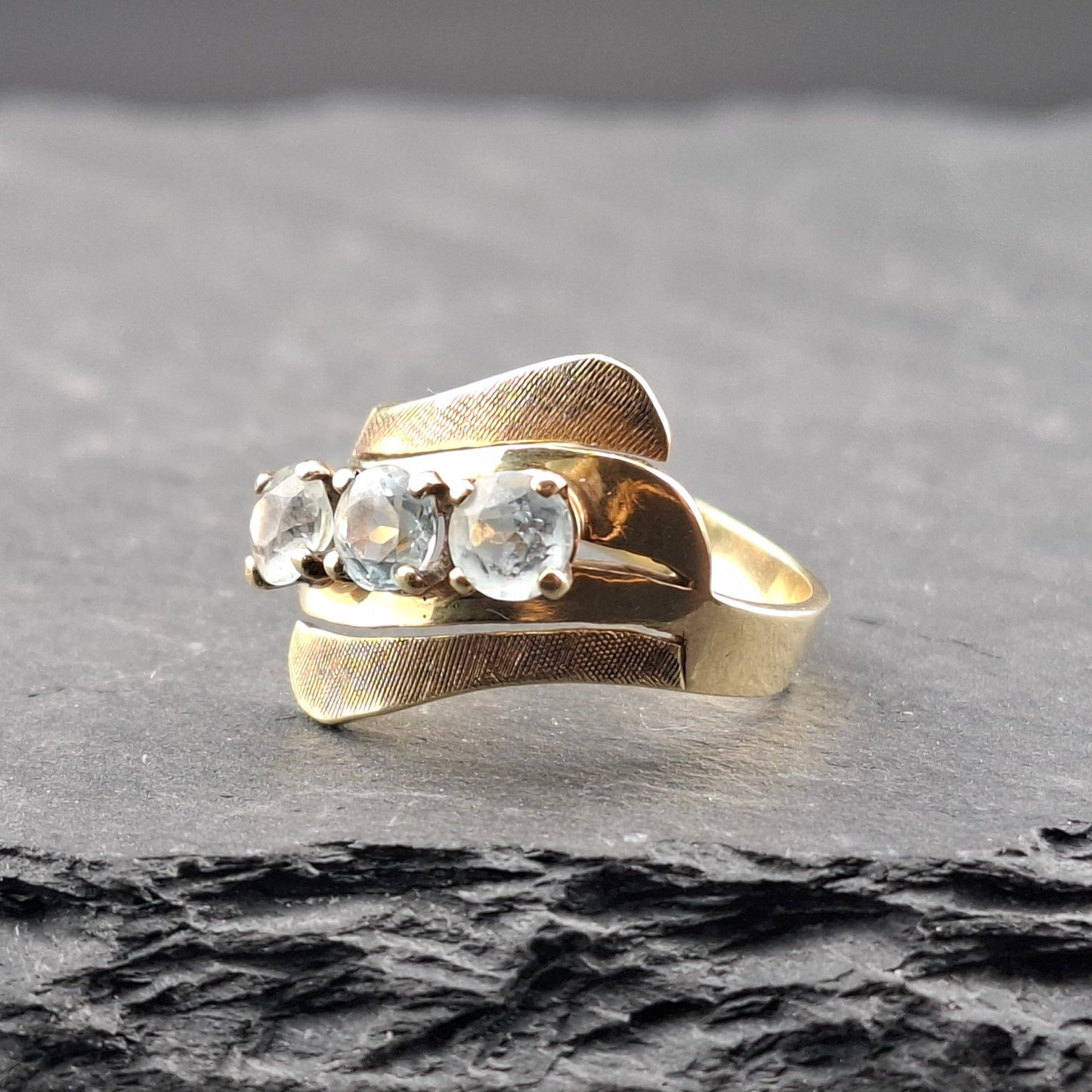 Ring Gold 585er mit Aquamarin Vintage Damenring Gr. 53