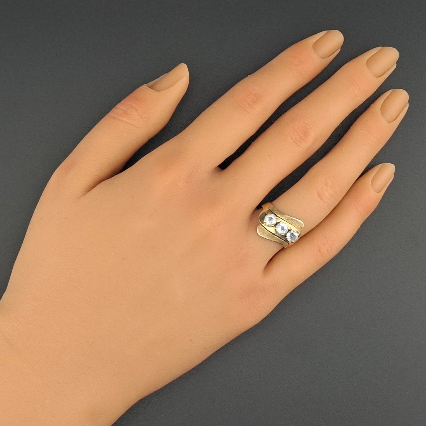 Ring Gold 585er mit Aquamarin Vintage Damenring Gr. 53