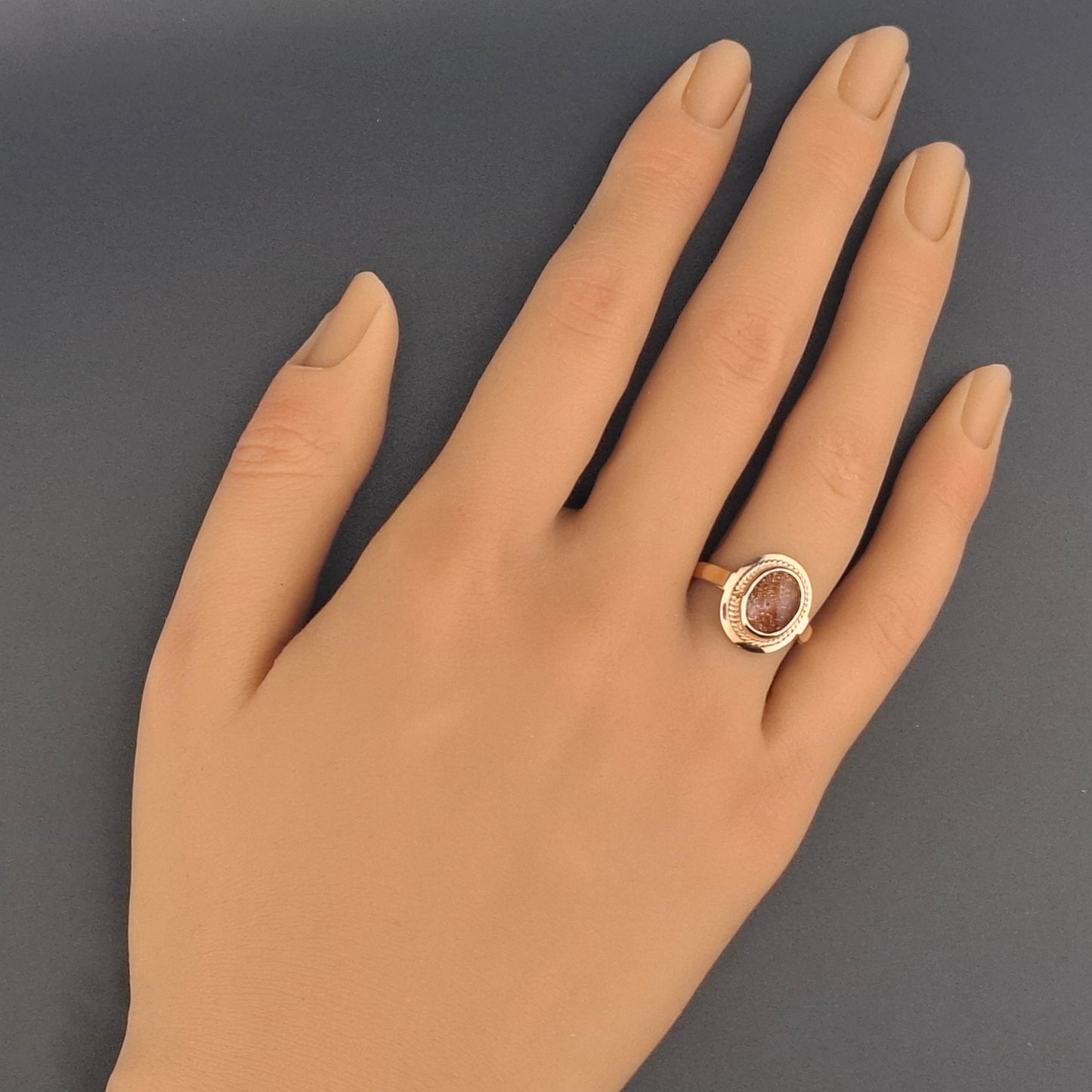 Rotgold Damenring mit Goldfluss, 585er 14 karat Goldring Gr. 53