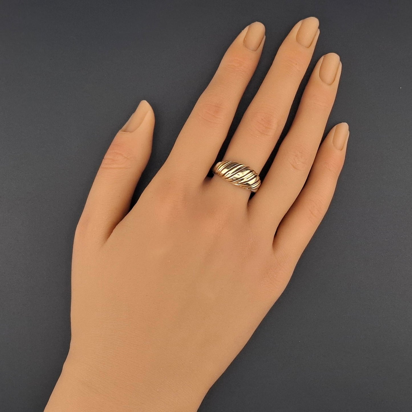 Vintage Kuppel Ring Croissant Damenring 585er Gold Gr. 63
