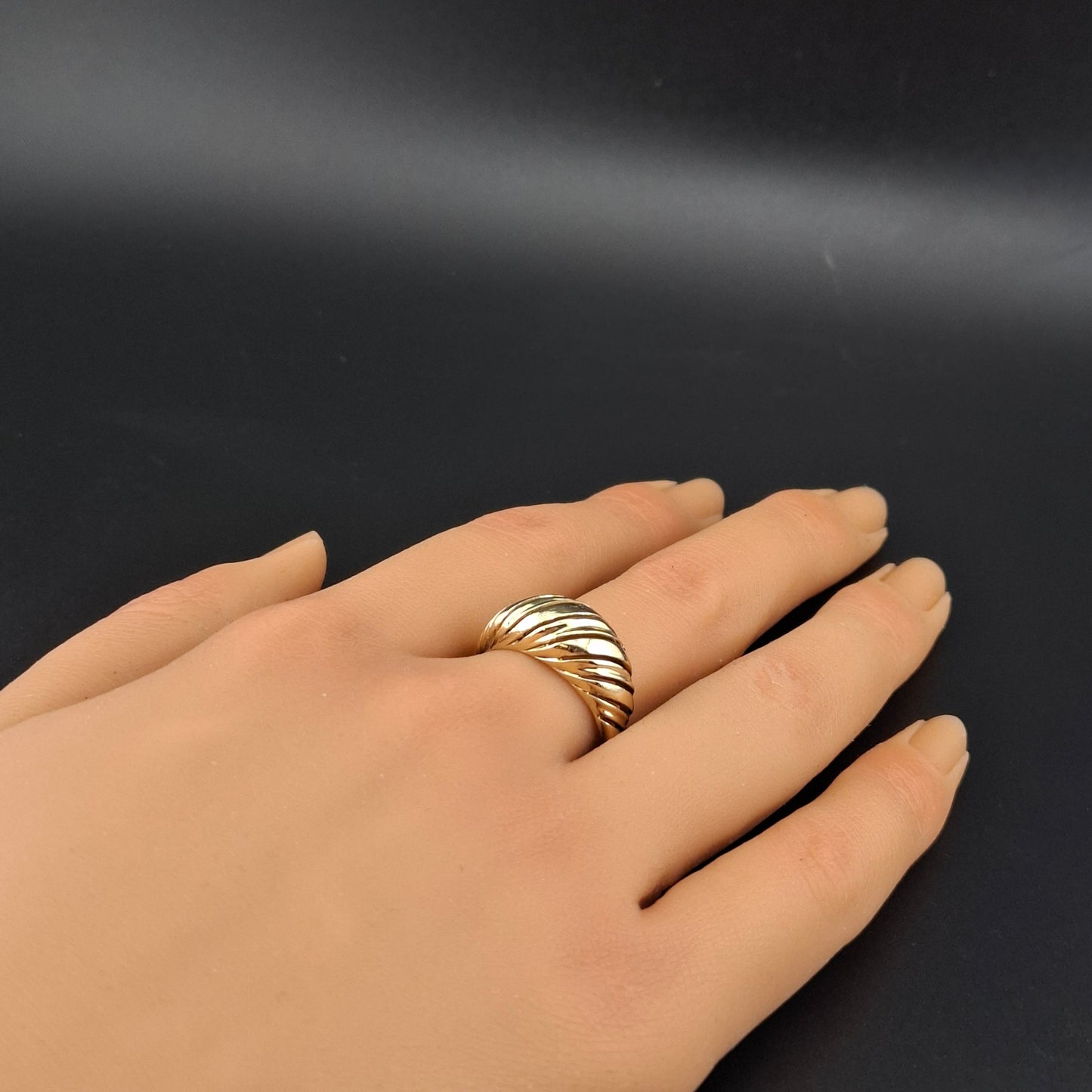 Vintage Kuppel Ring Croissant Damenring 585er Gold Gr. 63