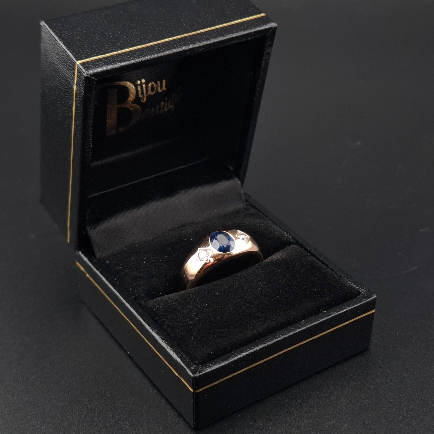Ring Rotgold 585er mit Saphir und Brillanten Goldring Gr. 60
