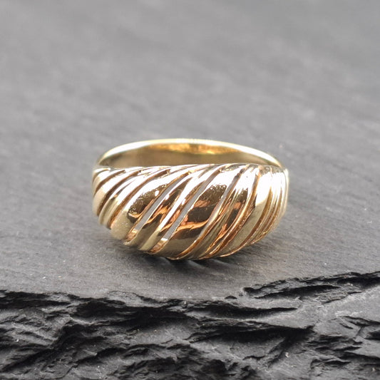 Vintage Kuppel Ring Croissant Damenring 585er Gold Gr. 63