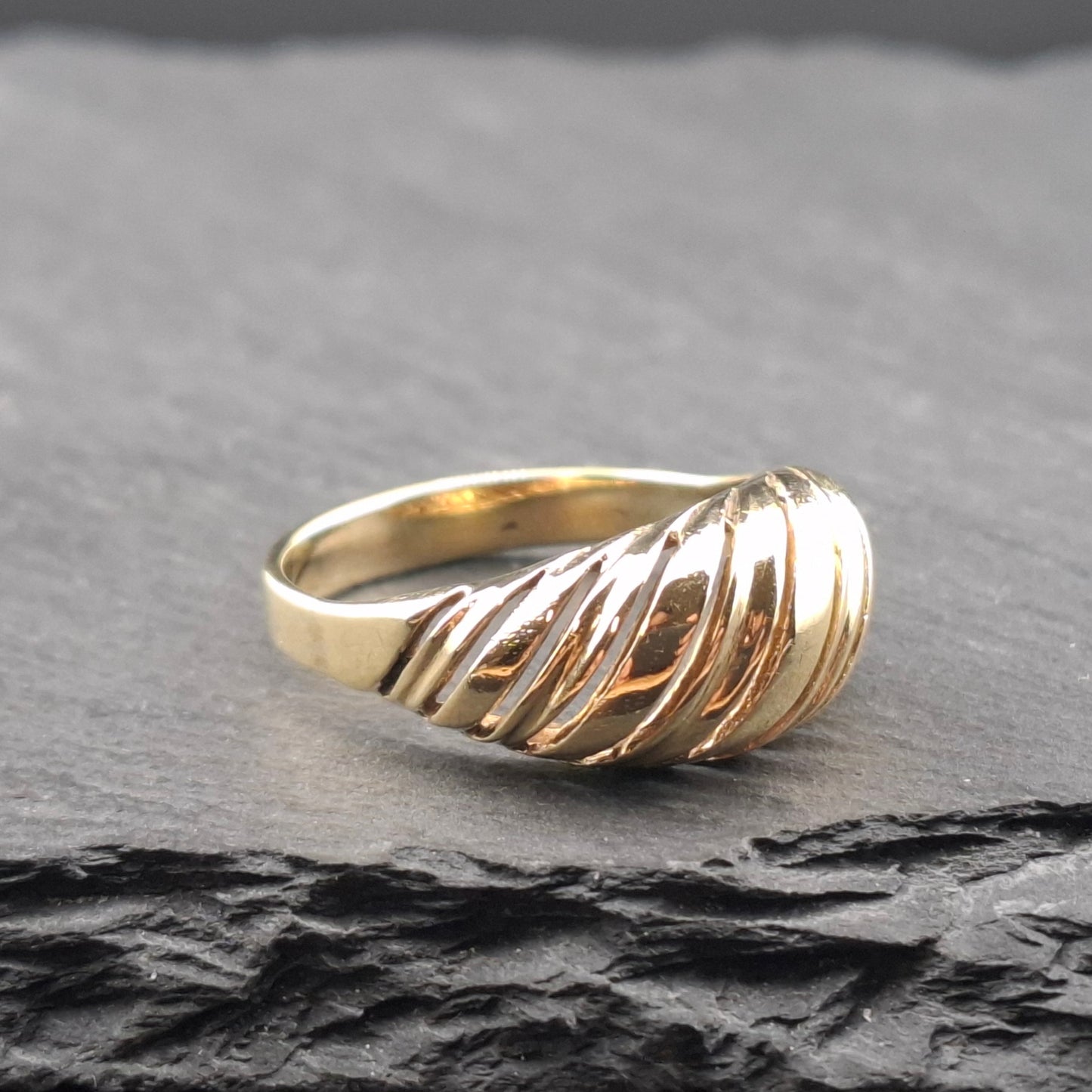 Vintage Kuppel Ring Croissant Damenring 585er Gold Gr. 63