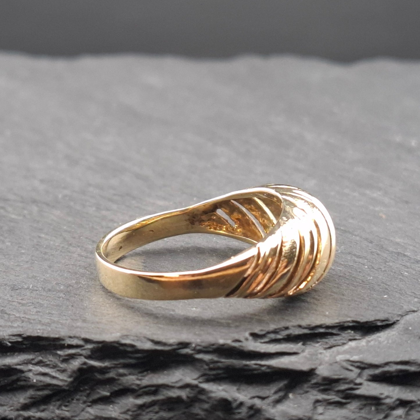 Vintage Kuppel Ring Croissant Damenring 585er Gold Gr. 63