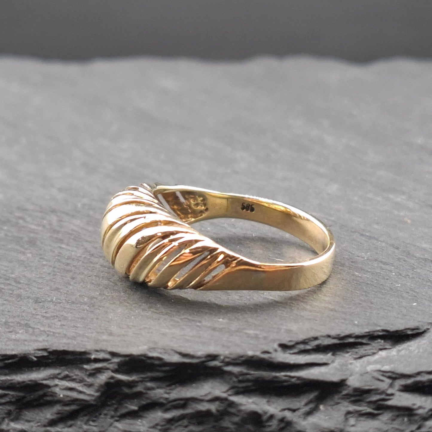 Vintage Kuppel Ring Croissant Damenring 585er Gold Gr. 63