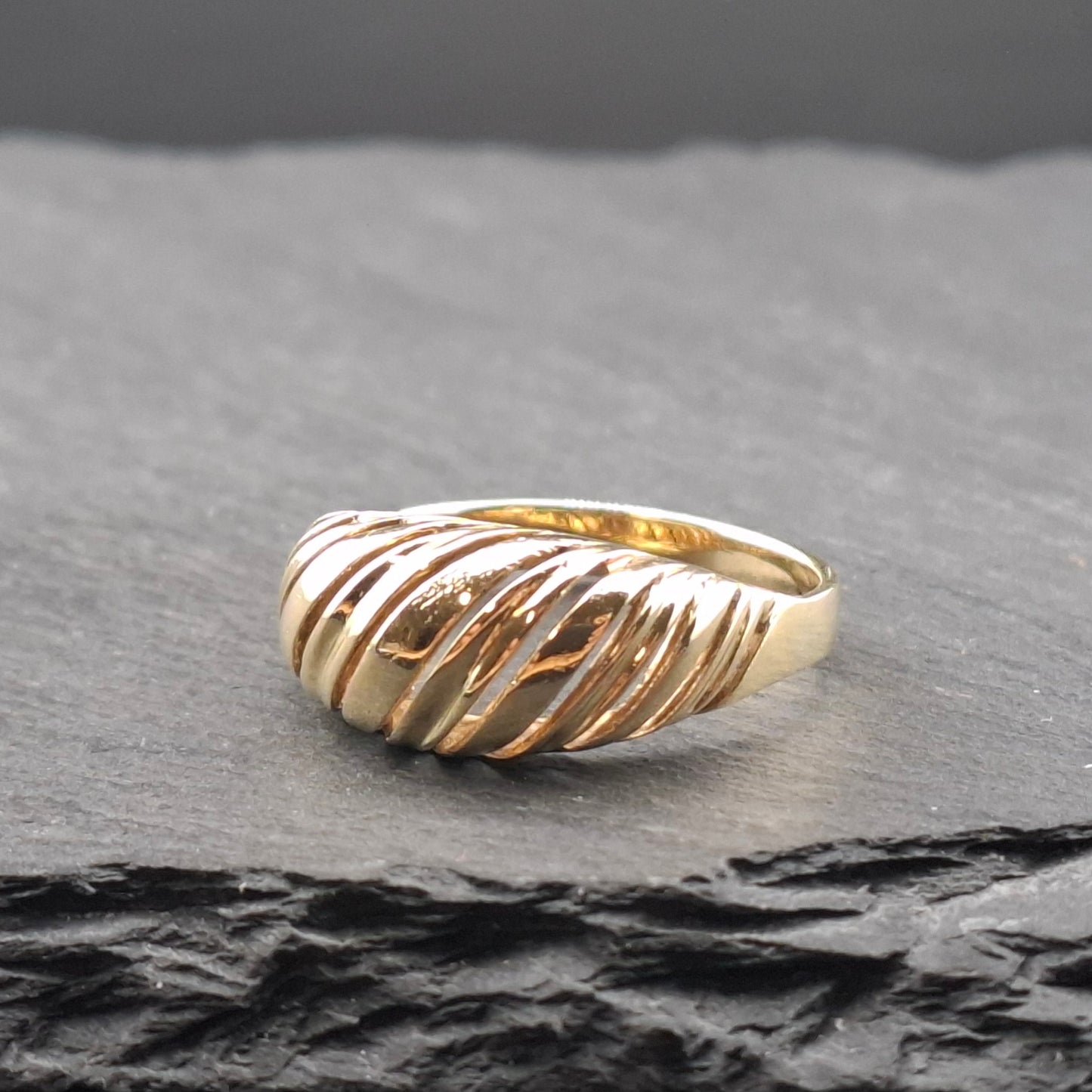 Vintage Kuppel Ring Croissant Damenring 585er Gold Gr. 63