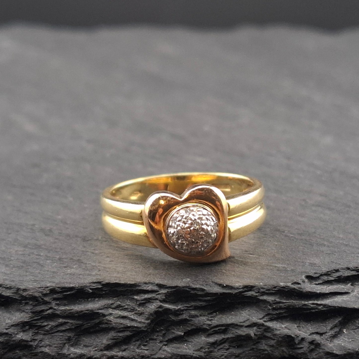 Ring Gold 750er mit Diamanten in Herzförmiger Krone