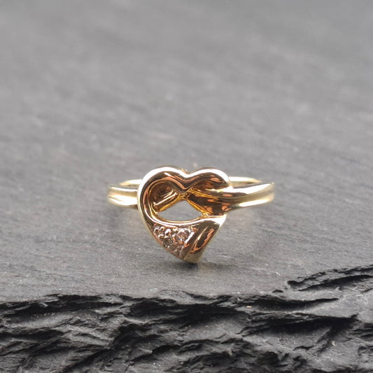 Ring Gold 333er mit Diamantsplitter Herzförmig Gr. 50
