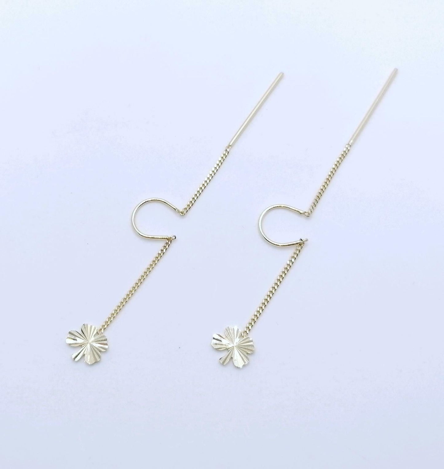 Doppel Loch Piercing, 585er Gold Ohrringe, Ohr Kette