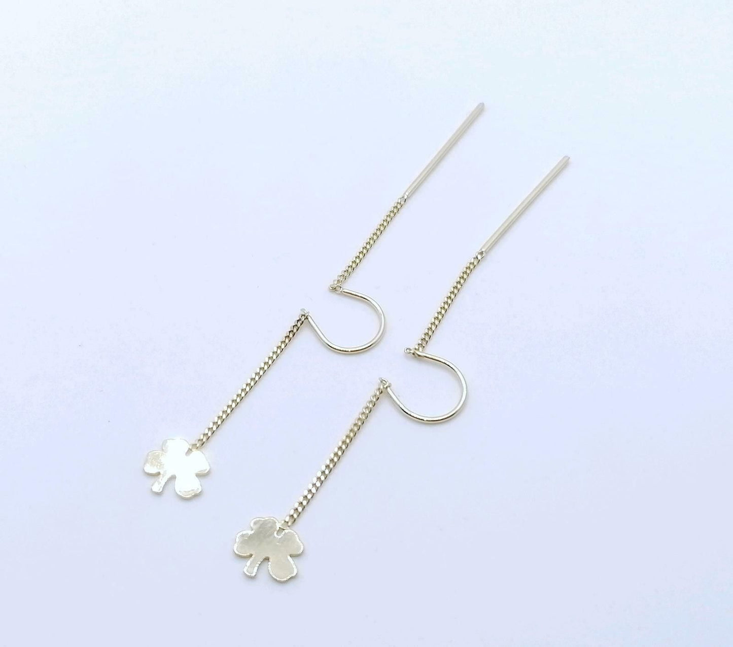 Doppel Loch Piercing, 585er Gold Ohrringe, Ohr Kette