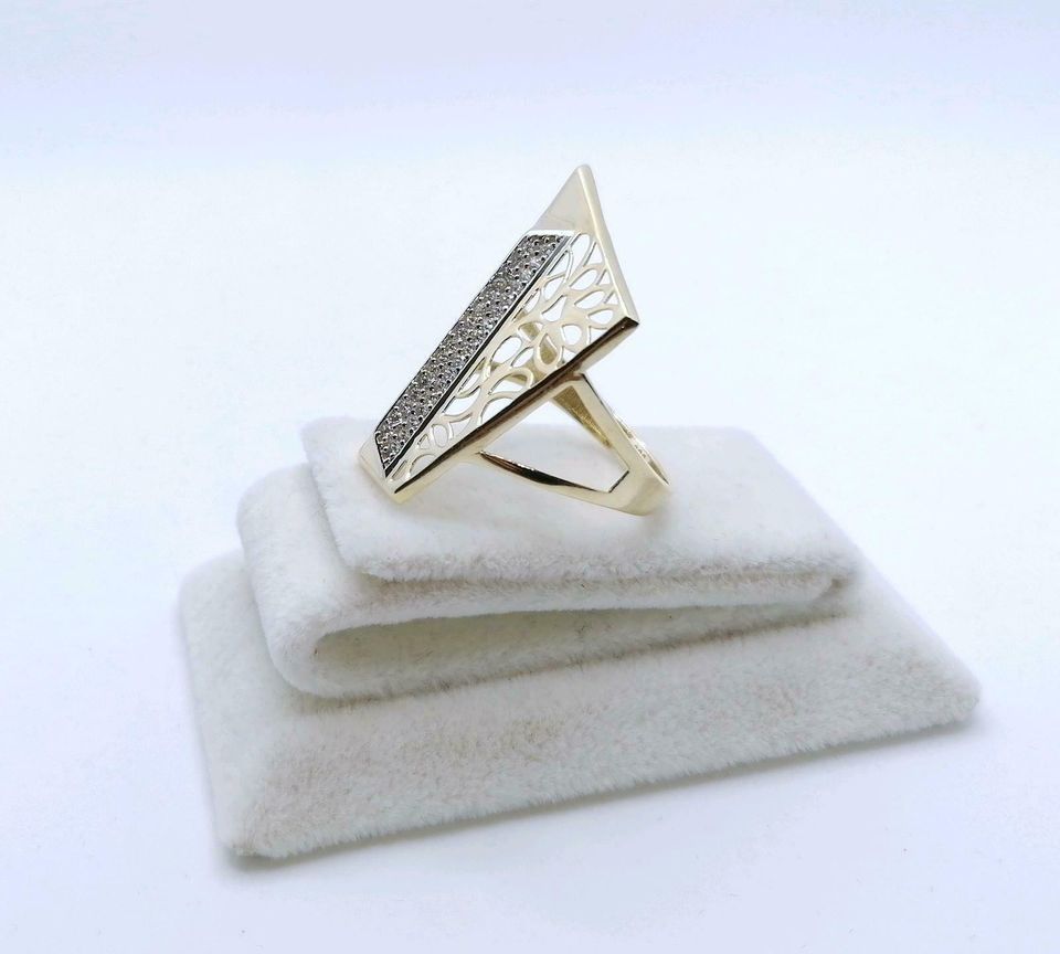 Ring Gold 585er prunkvoll mit Zirkonia Gr. 59