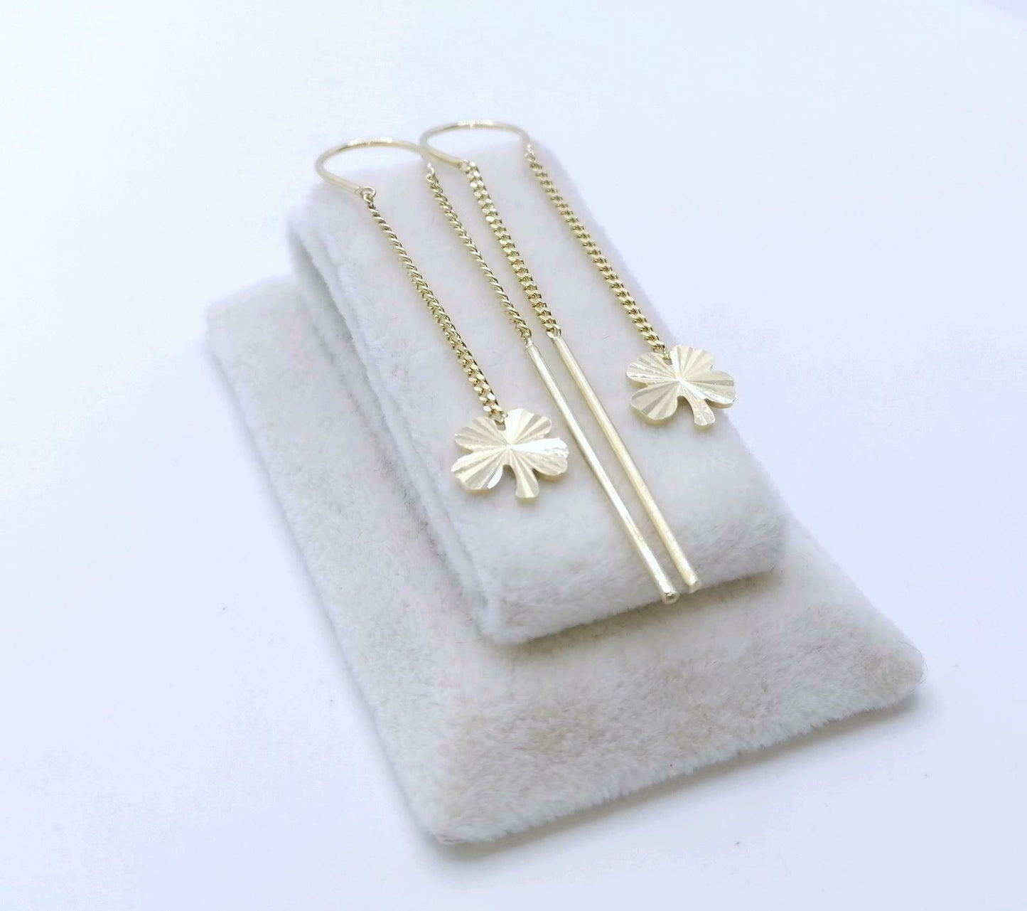 Doppel Loch Piercing, 585er Gold Ohrringe, Ohr Kette