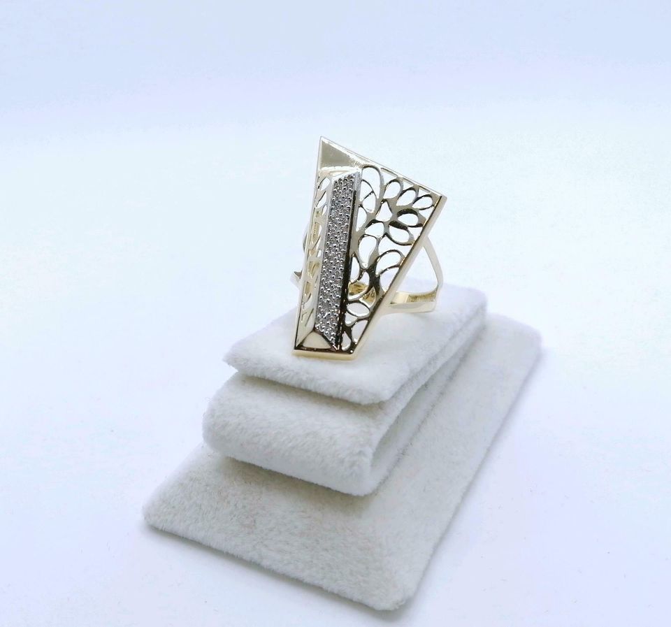 Ring Gold 585er prunkvoll mit Zirkonia Gr. 59
