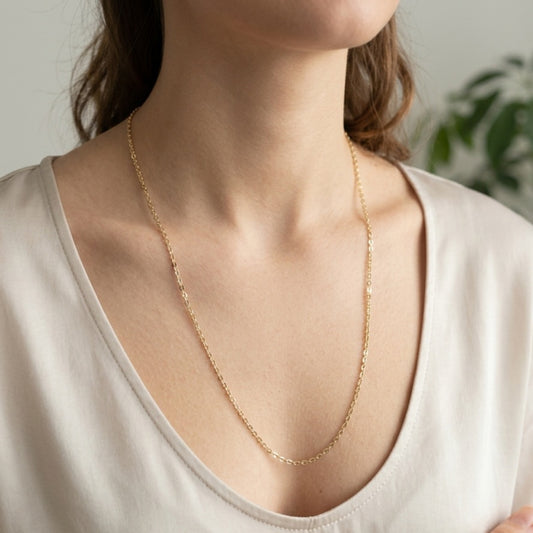 Lange Gelbgold Ankerkette 585er Goldkette Halskette