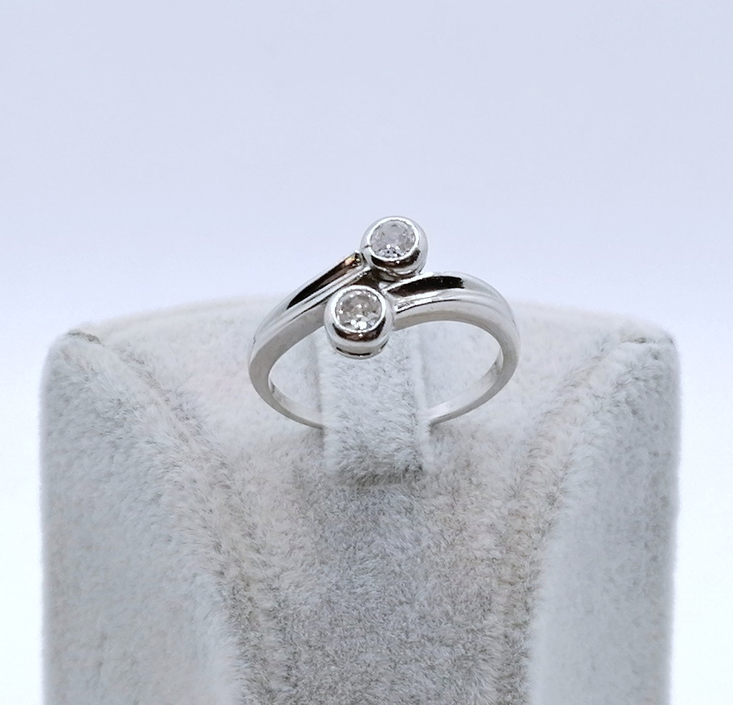 Artdeco um 1930 Damenring Weißgold mit Brillanten Gr. 58