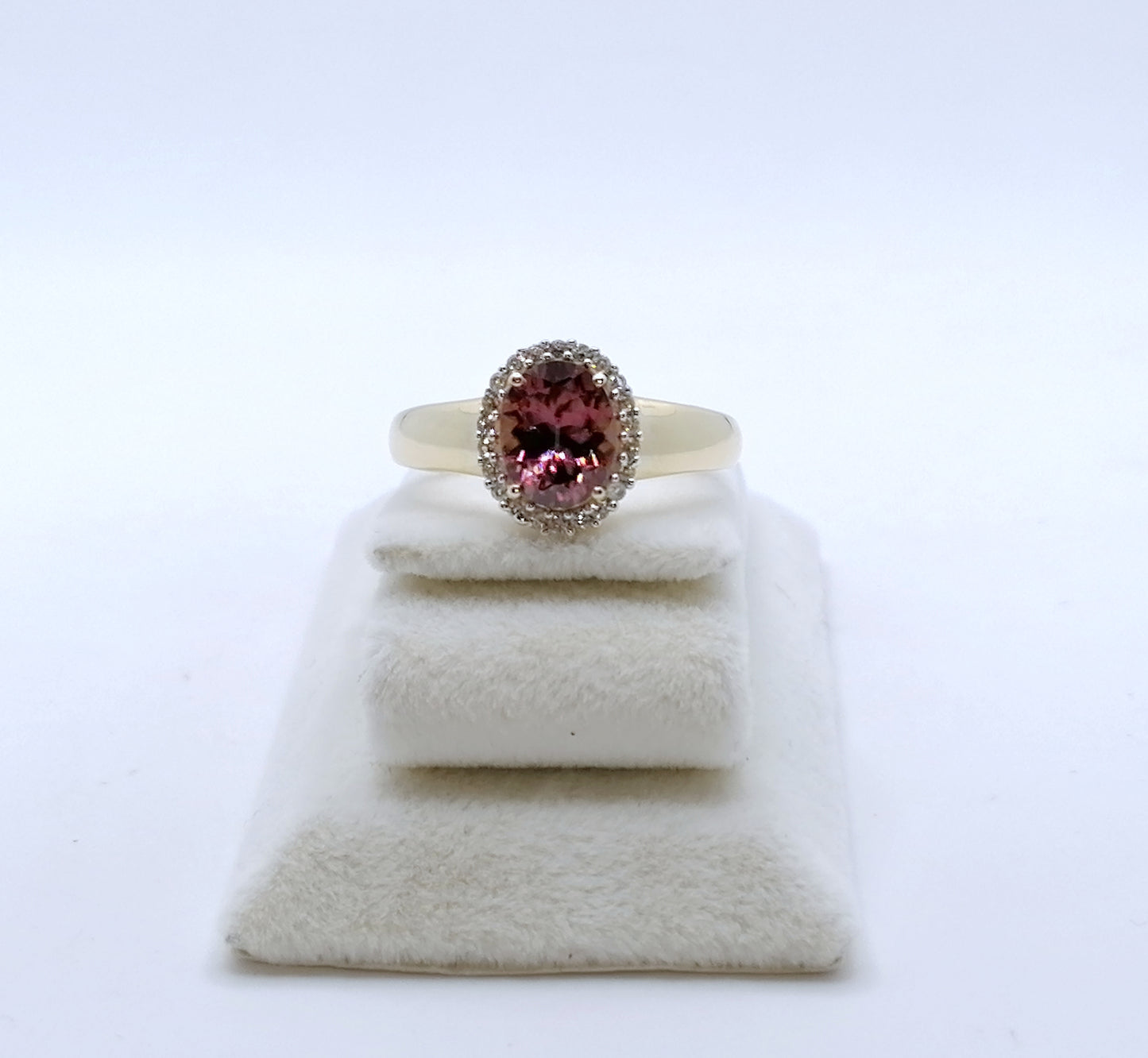 Ring Gold 585er mit Tourmalin Edelstein und Zirkonen Gr. 60