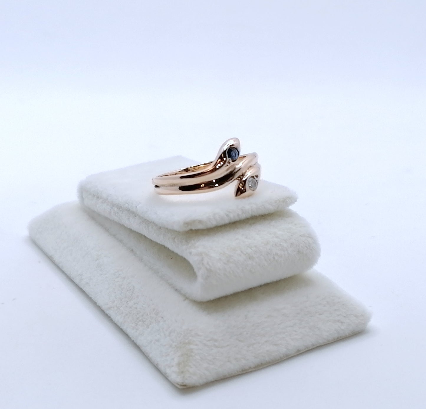 Ring Rotgold 585er Schlangenring mit Brillant und Saphir Gr. 53