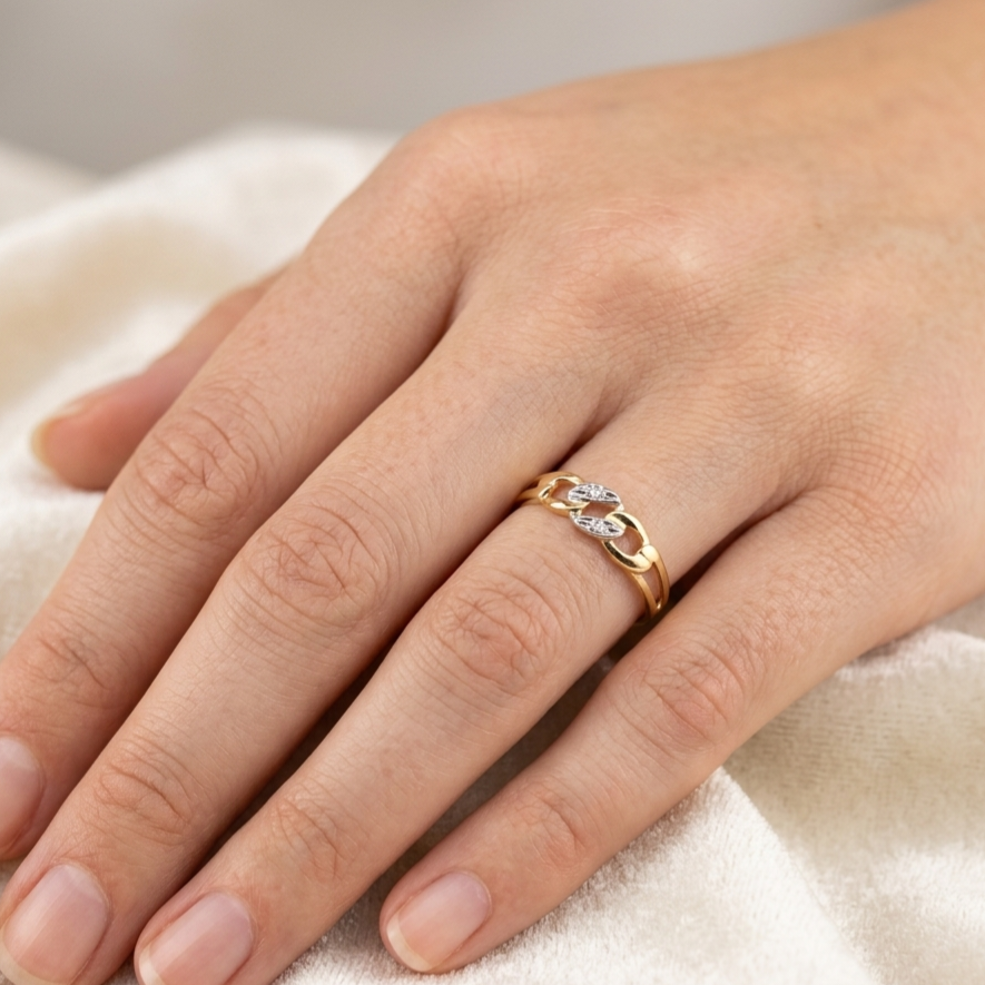 Gold Damenring mit Diamantsplitter, 333er Goldring