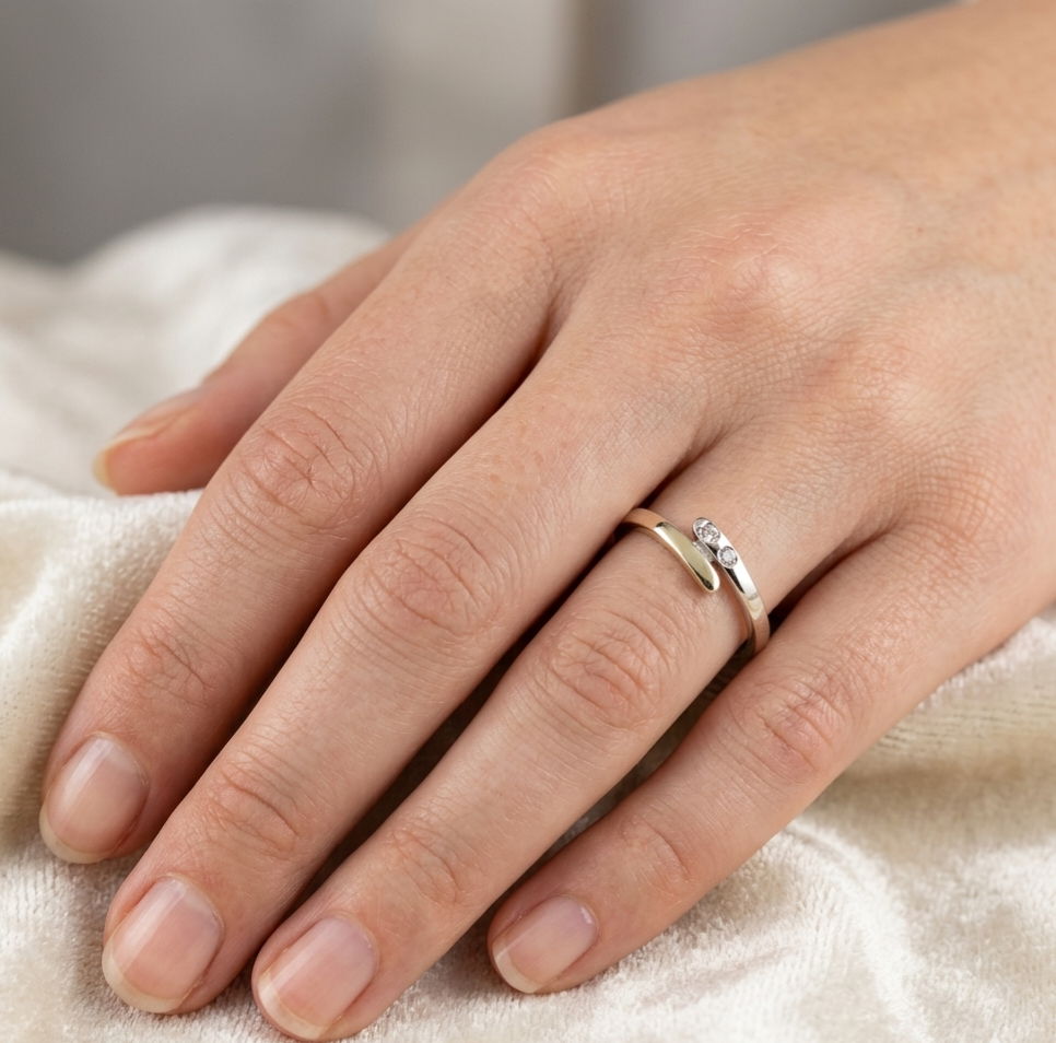 Ring Gold 585er mit Diamanten, Bicolor Goldring Damenring