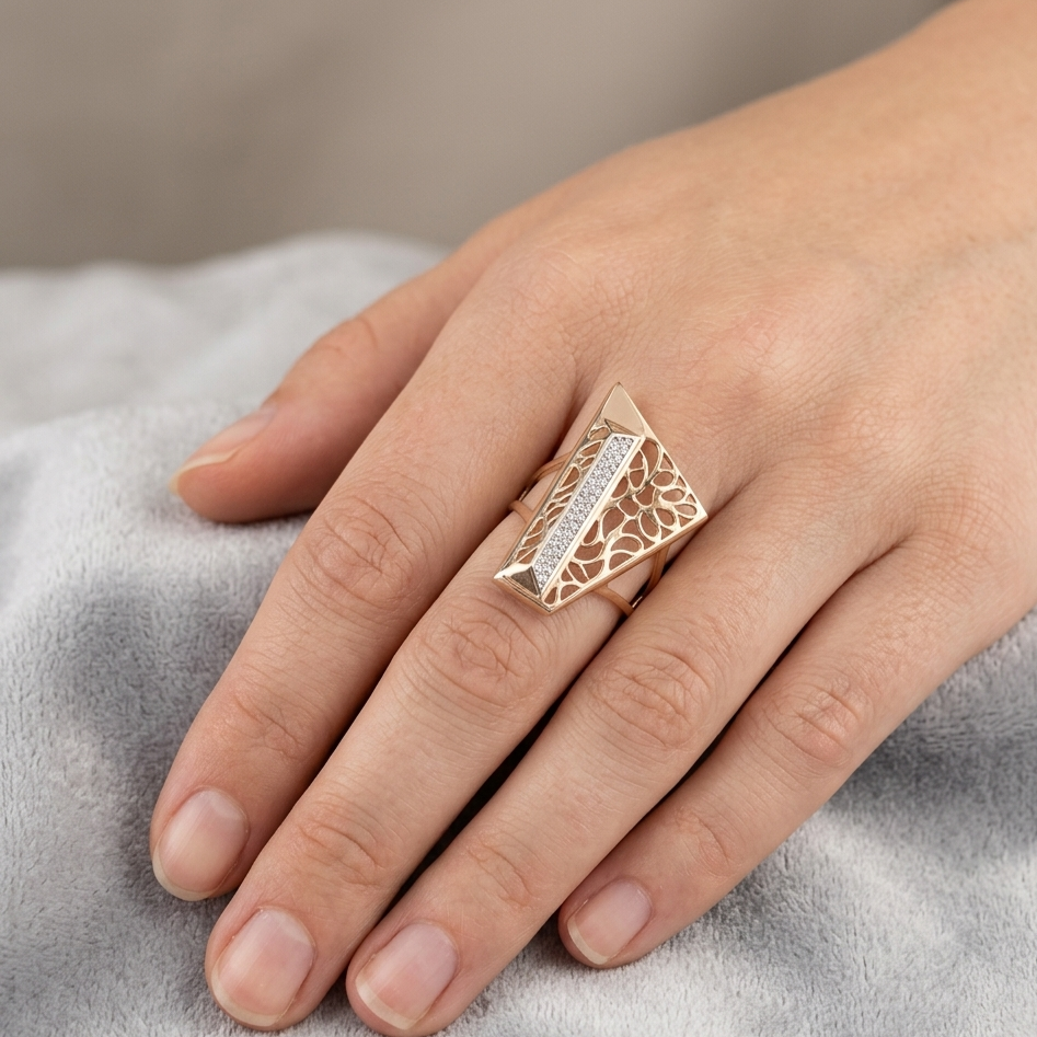 Ring Gold 585er prunkvoll mit Zirkonia Gr. 59