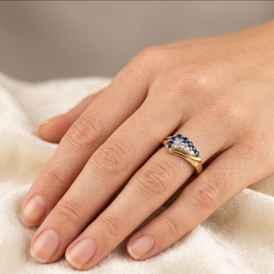 Ring Gold 585er mit Brillanten und Saphiren Gr. 62