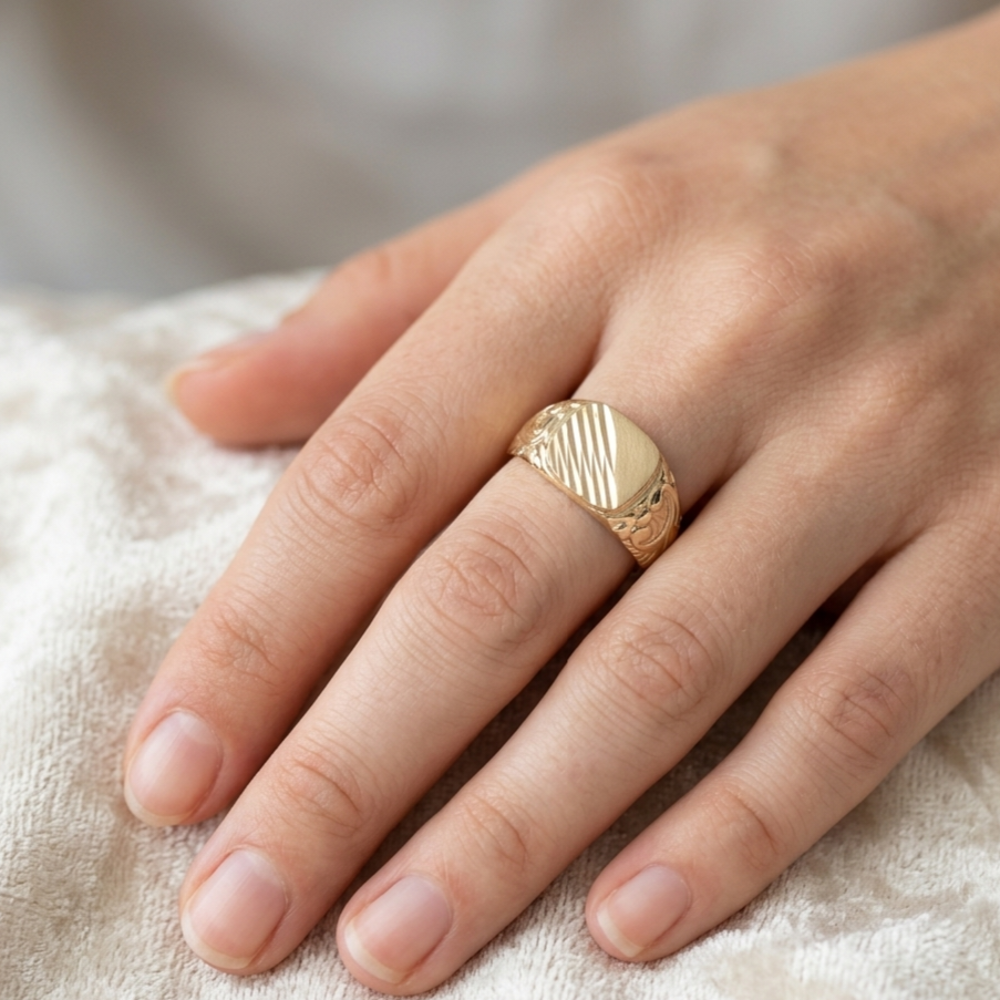 Ring Gold 585er Siegelring Gr. 69