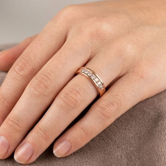 Rotgold Damenring mit Brillanten, 750er Goldring Rosegold