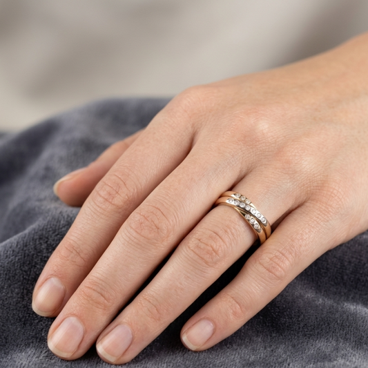 Tricolor 750er Gelbgold Weißgold Rotgold Damenring mit Brillanten
