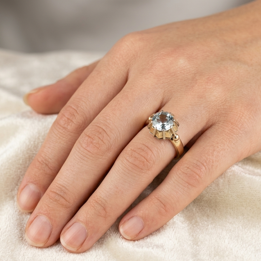 Ring Gold 585er mit Aquamarin Gr. 58