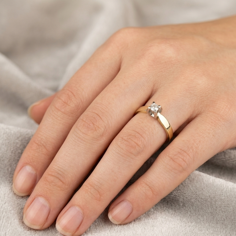 Solitär Goldring 585er mit 0,11ct Brillant