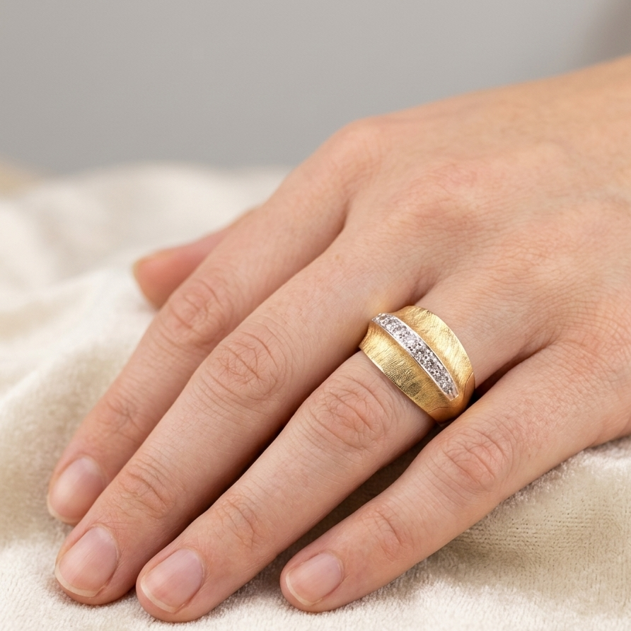 Gold Damenring mit Zirkonia 585er Goldring Gr. 57