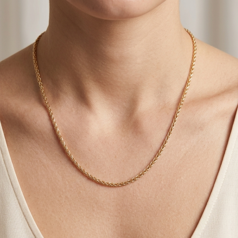 Gold Zopfkette 585er Goldkette, Gelbgold Halskette