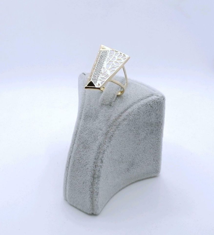 Ring Gold 585er prunkvoll mit Zirkonia Gr. 59