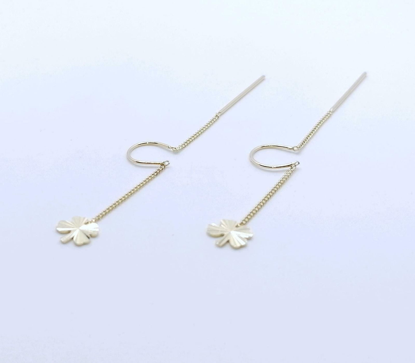 Doppel Loch Piercing, 585er Gold Ohrringe, Ohr Kette