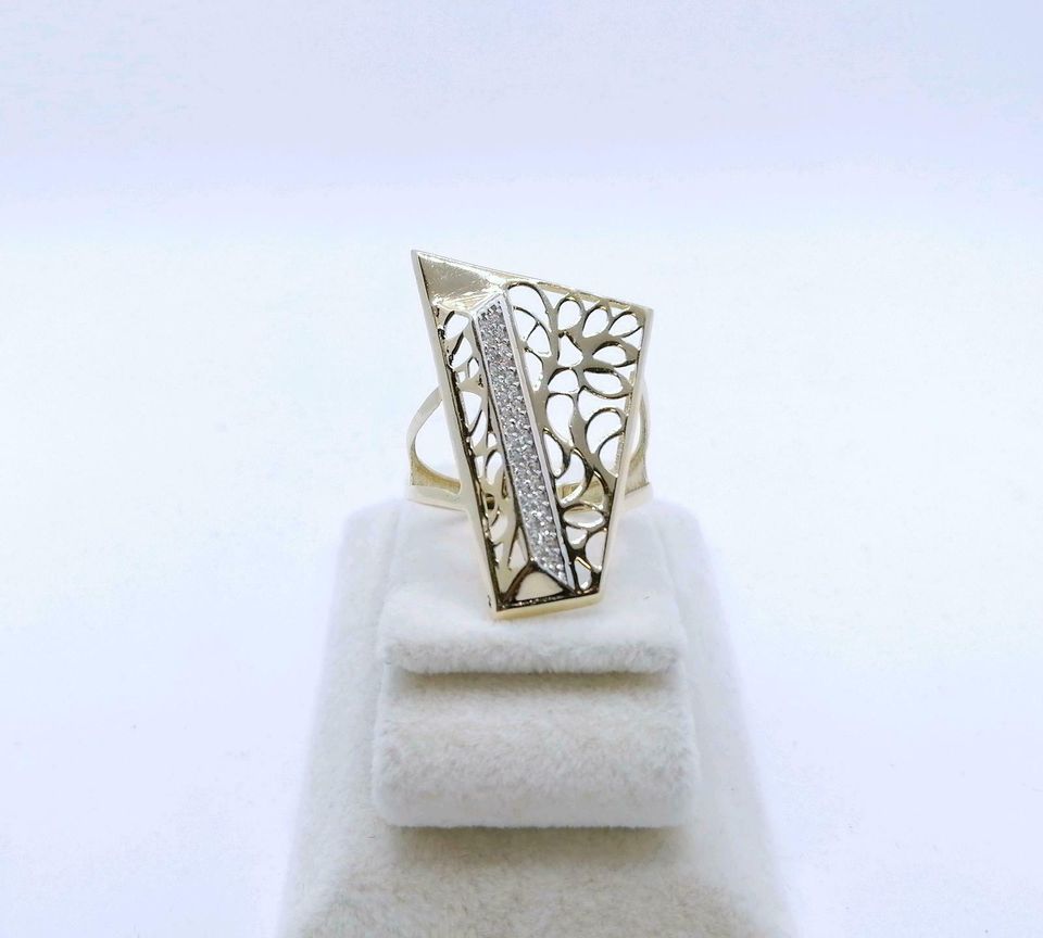 Ring Gold 585er prunkvoll mit Zirkonia Gr. 59