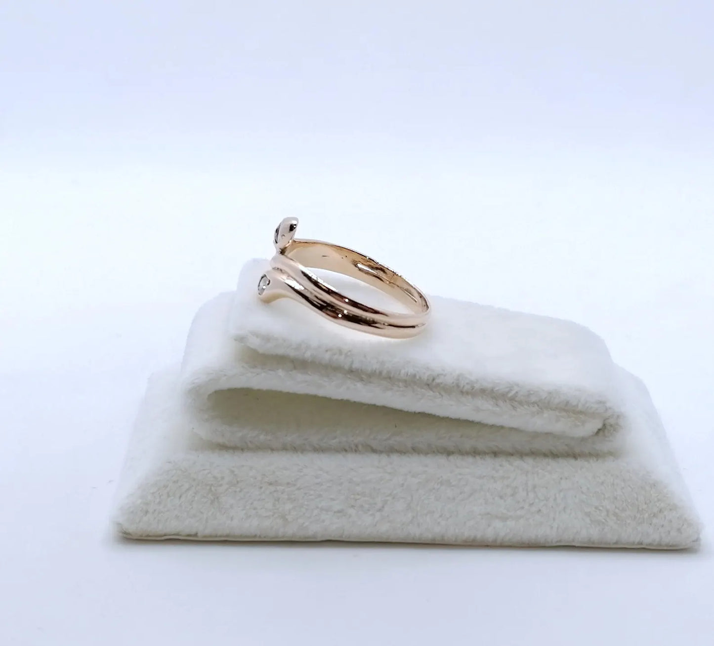 Ring Rotgold 585er Schlangenring mit Brillant und Saphir Gr. 53