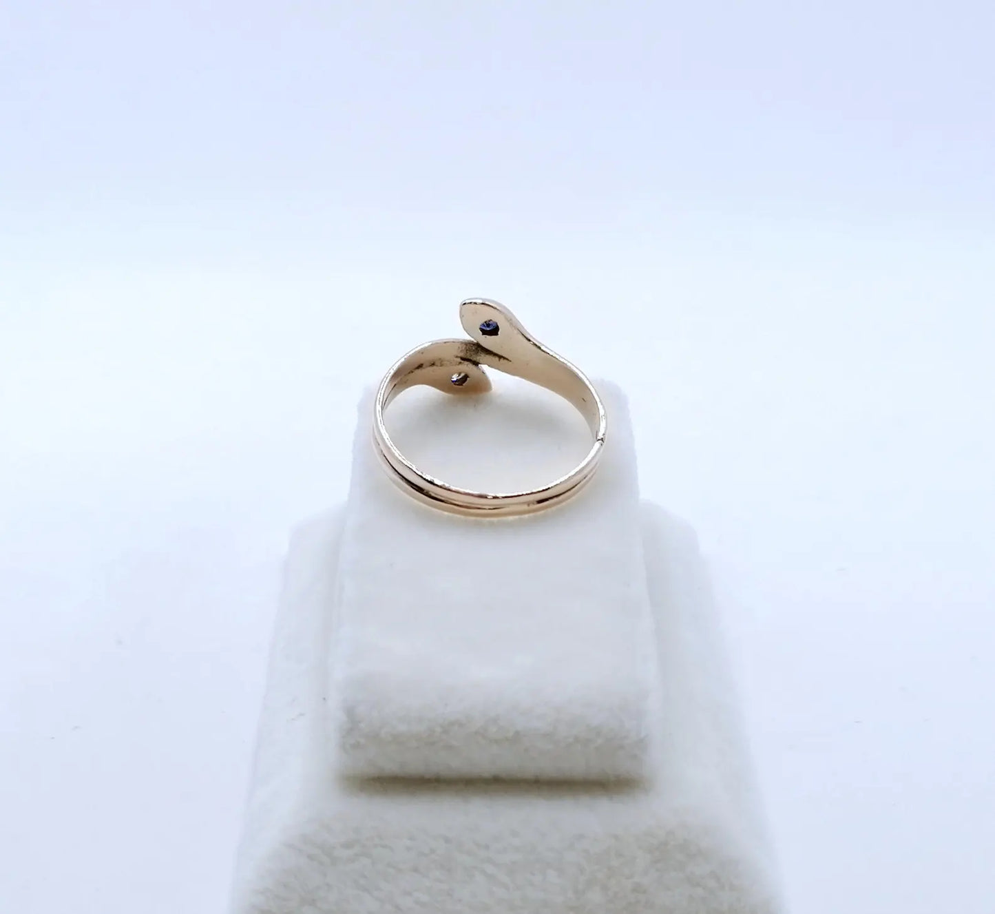 Ring Rotgold 585er Schlangenring mit Brillant und Saphir Gr. 53