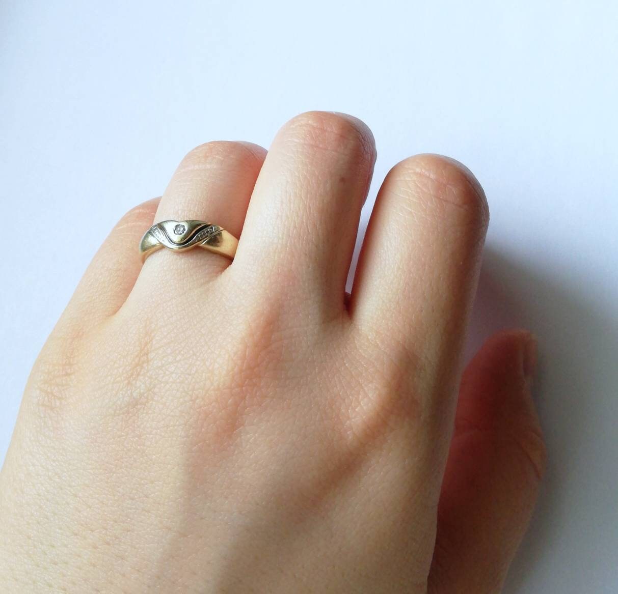 Vintage Ring Gold 585er mit Diamantsplitter