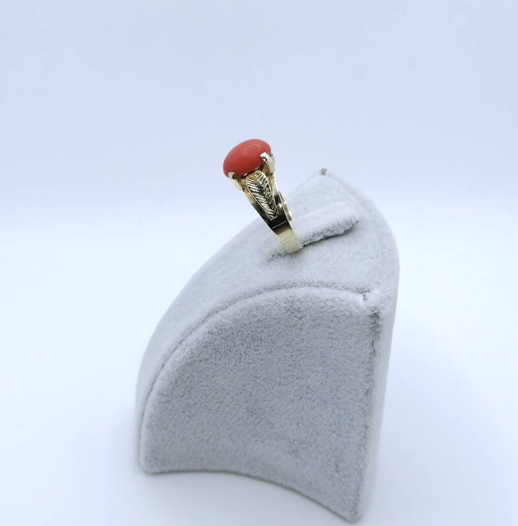 Ring Gold 585er mit Koralle Gr. 57