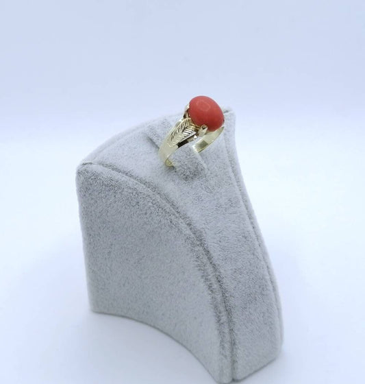 Ring Gold 585er mit Koralle Gr. 57