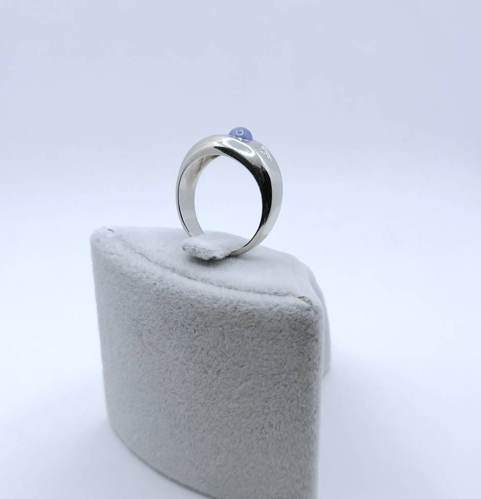 Vintage Weißgold Ring mit Stern Saphir und Brillanten