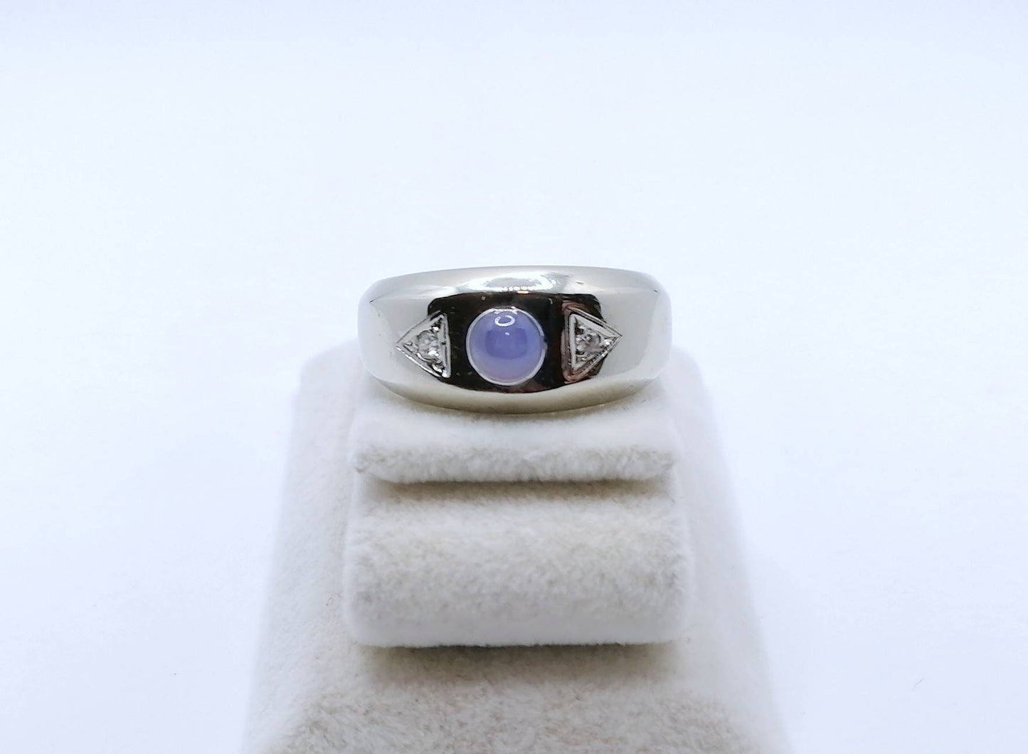 Vintage Weißgold Ring mit Stern Saphir und Brillanten