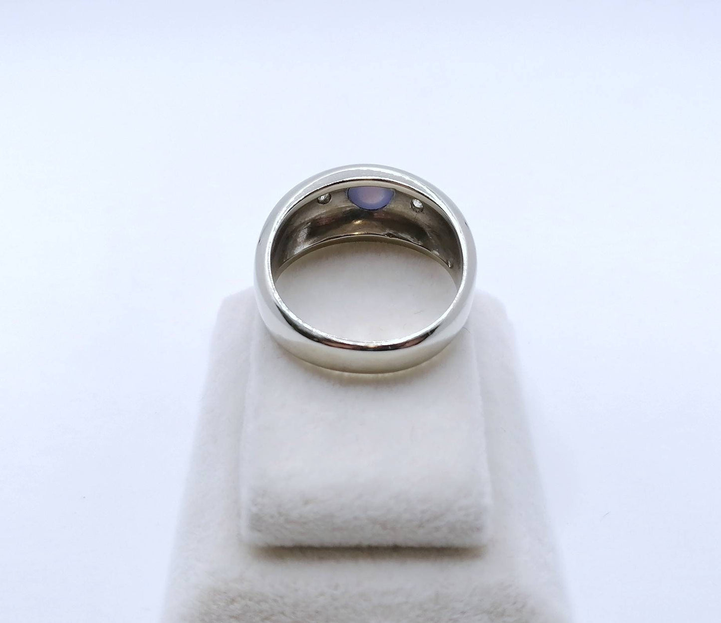 Vintage Weißgold Ring mit Stern Saphir und Brillanten