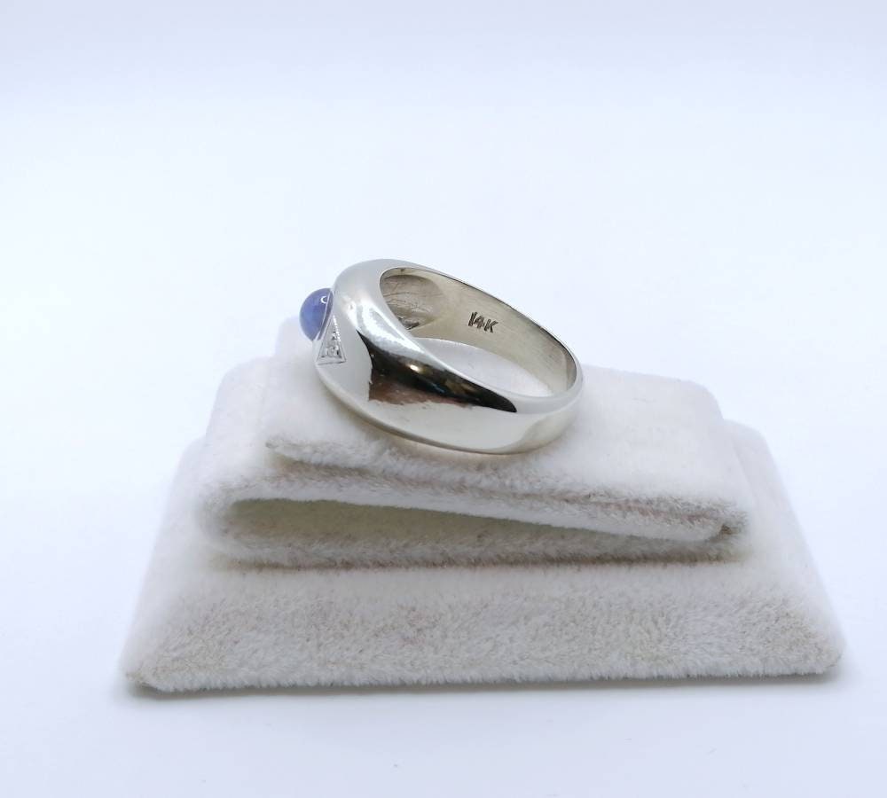 Vintage Weißgold Ring mit Stern Saphir und Brillanten