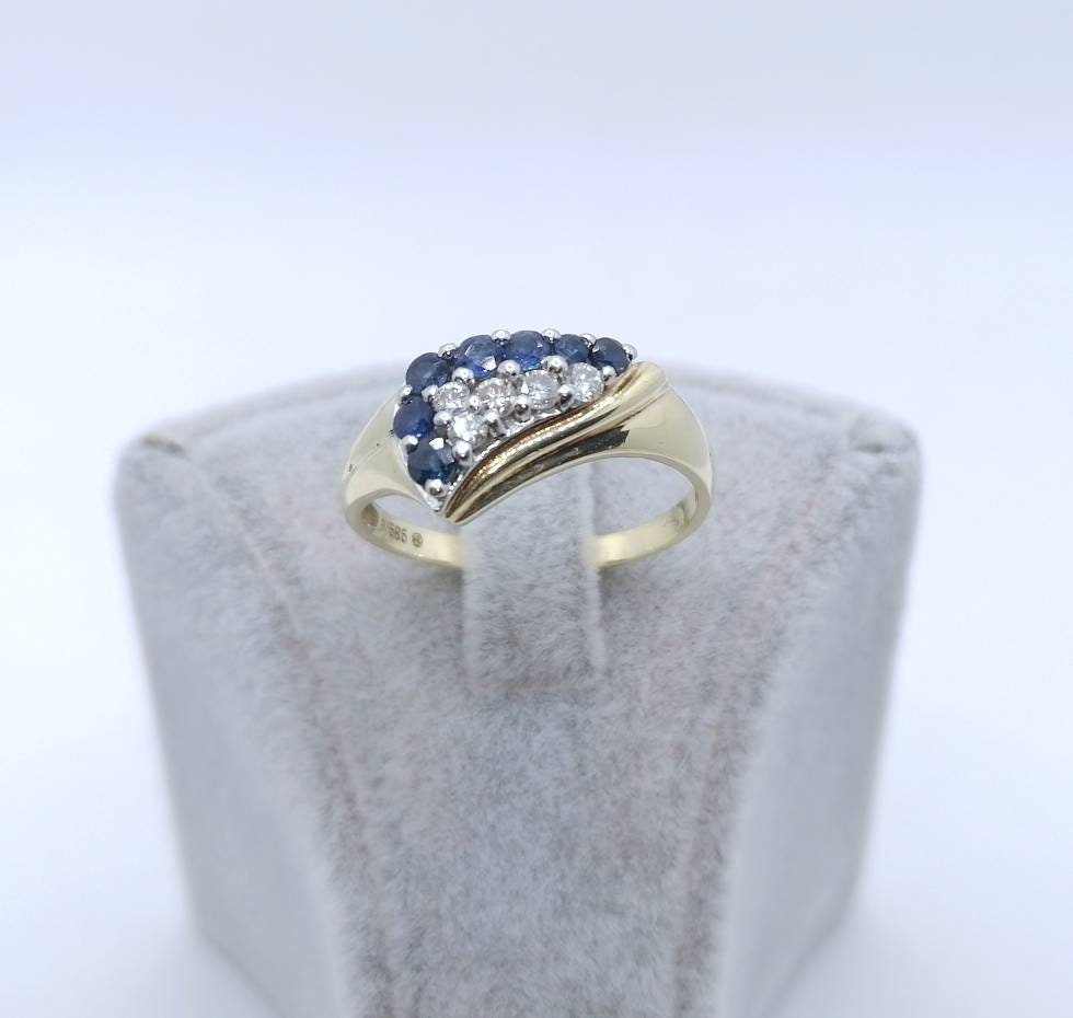 Ring Gold 585er mit Brillanten und Saphiren