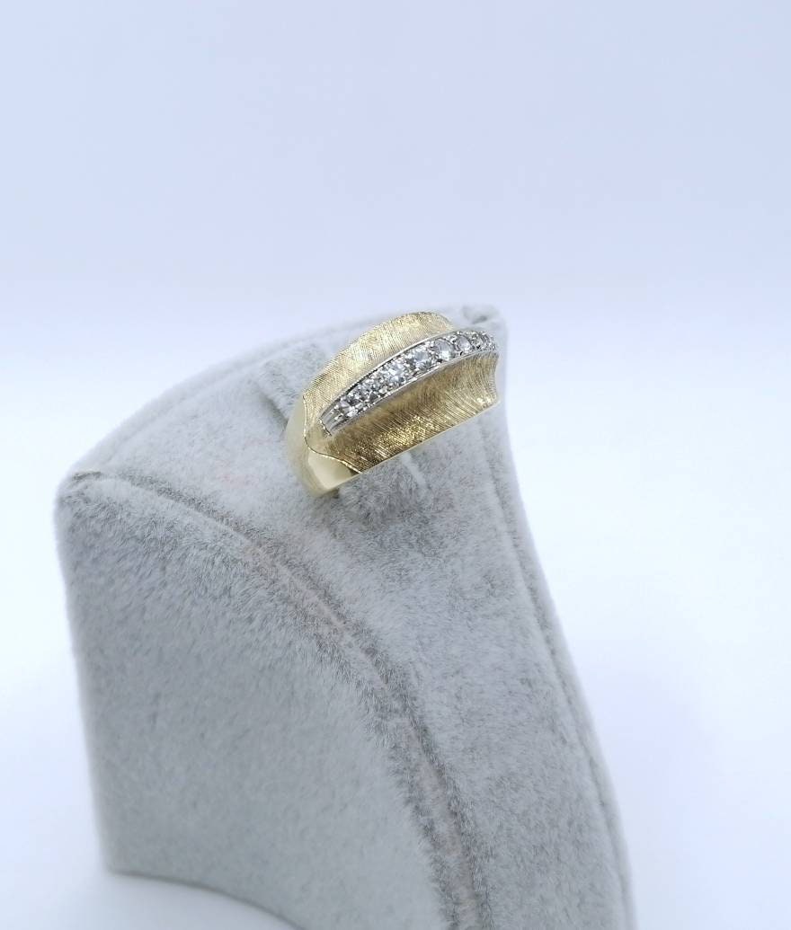 Vintage Gold Damenring mit Zirkonia