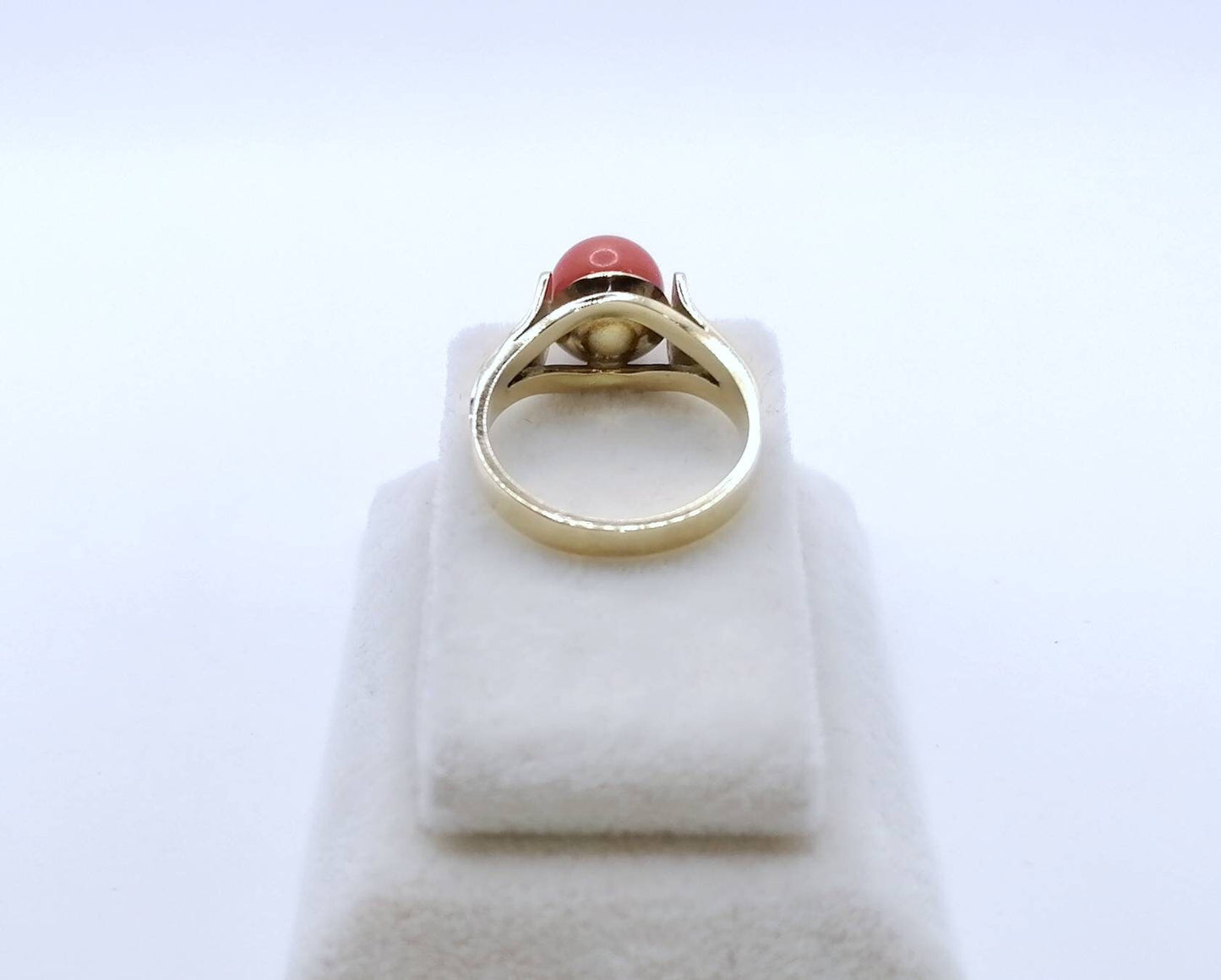 Vintage Gold Damenring mit Koralle